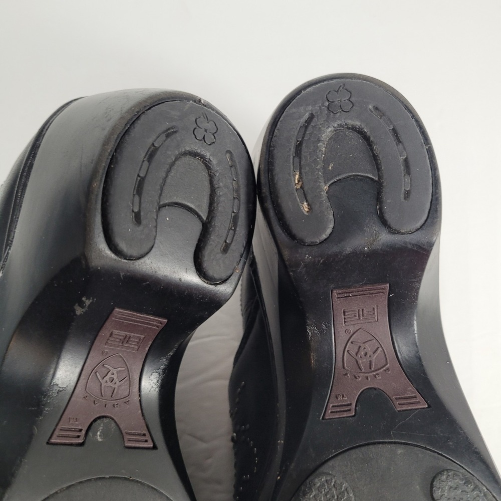 ARIAT Western Black Leather Studded Clog Women 10B Black Slip On Shoes - Picture 11 of 11